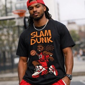 Slam Dunk Graphic Tee in Black and Red